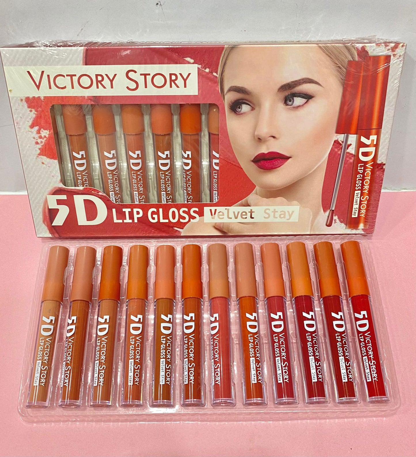 5d Lip Gloss Velvet Stay 12pc Victory Story Superb Long Lasting Waterproof Matte Nude Lip Gloss
