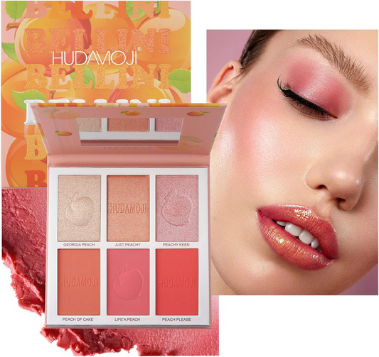 Mimore 6 Shade Highlighter, Bronzer and Palette Blusher, Cosmetic Color Palette, Blending Powder Blush, Ultra-fine Soft Text Lightning with Mirror