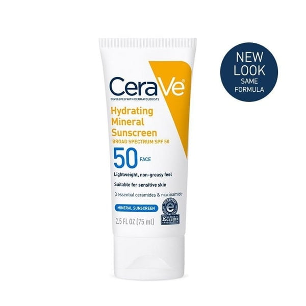 CeraVe 100% Mineral Hydrating Sunscreen SPF 50 | 75ml / 2.5oz